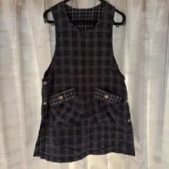 チェック柄エプロン（ポケット付き）