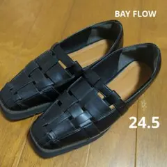 BAY FLOW 編み込みローファー 24.5cm 黒のサムネイル