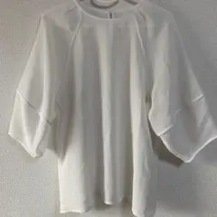 最終値下げ　ホワイト 五分袖 トップス 42/LL シースルー