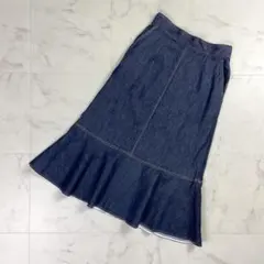 美品 ANAYI マーメイドスカート シルク混 ネイビー サイズ36*ND266のサムネイル