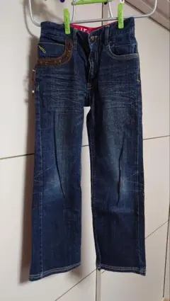 キッズダークブルー ストレートパンツ 140cm