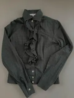 【NARACAMICIE ナラカミーチェ】フリルデザインシャツ／ブラック　0