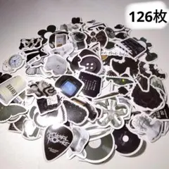 モノトーン 白黒 シール ステッカー コラージュ 素材 126枚 まとめ売り