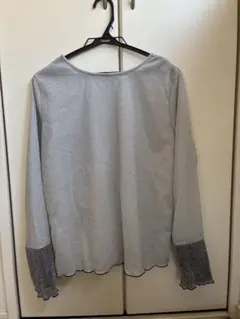 ラメ入り 長袖カットソー シルバー メロウ仕上げのサムネイル