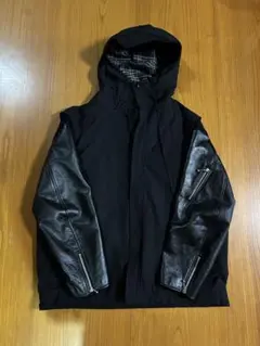 John UNDER COVER フード付き袖レザー 切替 ダウンスタジャン 2 UNDERCOVER - JONIO着 30th 11AW アンダーカバー 袖レザーPC