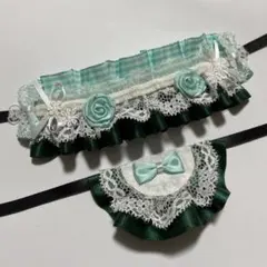 ぬいふく ヘッドドレス スタイ 緑 深緑 白 黒