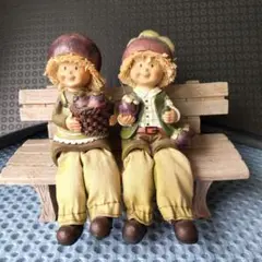 フルーツの妖精 フルーツ小人！ お座り人形！ベンチ付き！二人！未使用品！
