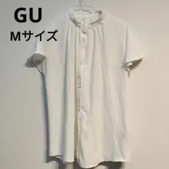 GU❤️ジーユー　半袖シャツ　白　Mサイズ　フレンチスリーブ　シアー