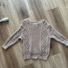 茶 ケーブルニット セーター S petit main