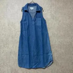 オールドネイビー（S）ノースリーブワンピース＊Vネック＊胸ポケット＊デニム＊青