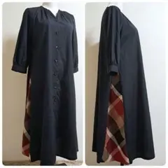 ブルーレーベルクレストブリッジ【38】ロングシャツワンピース　サイドチェック柄