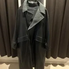 ダークグレー ダブルブレスト ロングコート