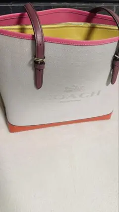 COACH トートバッグ キャンバス×レザー マルチカラー