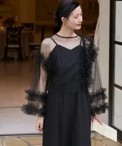 【forksy.】オケージョンドレス　チュールトップス　ブラック