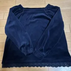 スタディオクリップ　ネイビー 長袖 トップス レース裾
