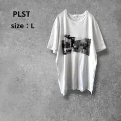 PLST プラステ グラフィックTシャツ プリントT ユニセックス 白 半袖　L
