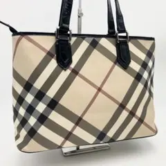 バーバリーロンドン トートバッグメガチェックPVC A4収納可 肩掛け ブラック