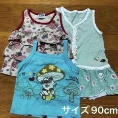 女の子 タンクトップ キャミソール ワンピース 3点セット 90cm まとめ売りのサムネイル