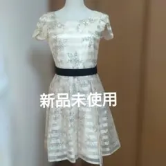 花柄刺繍 ボーダー 半袖ワンピースのサムネイル