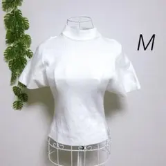 グレイル・ホワイト ハイネック ニット 半袖 トップス M レーヨン混