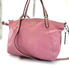 COACH コーチ ペブルドレザー 2way トートバッグ ピンク ショルダー付