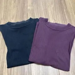 UNIQLO ユニクロリブハイネックTシャツ（5分袖） 2枚セット