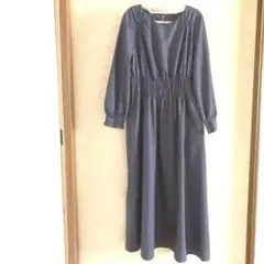 美品☆anysis 11 明るめネイビー 長袖 ロングワンピース