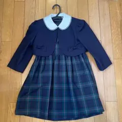 ネイビー チェック柄 フォーマルドレス カーディガン付き　120cm