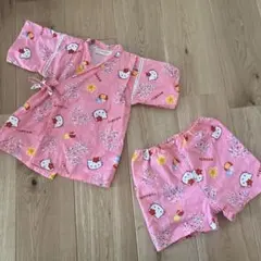 ハローキティ 甚平 95サイズ ピンク　キティ　サンリオ　夏　お祭り　浴衣