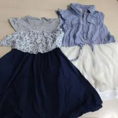 any FAM 切替ワンピース、ストライプワンピース150センチ2枚セット