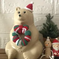 しろくま貯金箱❁⃘*.着せ替え❁⃘*クリスマスボールリース＆とんがり帽子2点セット