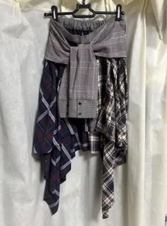 onespo ワンスポ アシンメトリーチェック柄ロングスカートMサイズ