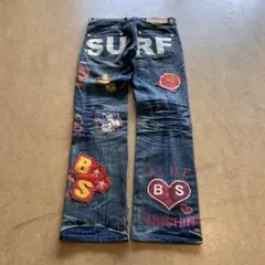 00s archive crazy patch wide denim y2k