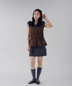 puff sleeve docking peplum topのサムネイル
