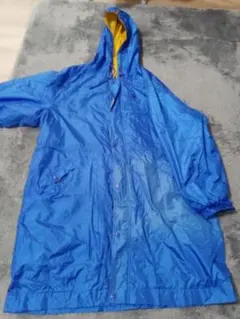 青/黄色 フード付き ベンチコート M-L