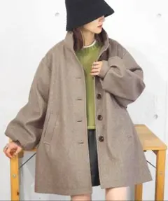 tiptop/ボリューム袖ハーフコート/ブラウン