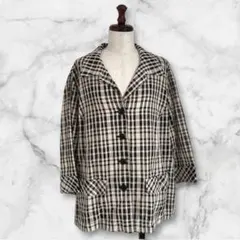 【Leilian】レリアン（17）チェック柄 薄地 ブラウス シャツ 7分袖