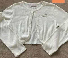 美品メゾピアノジュニア★アイボリー色★ボレロ★ニットカーディガン★サイズM150