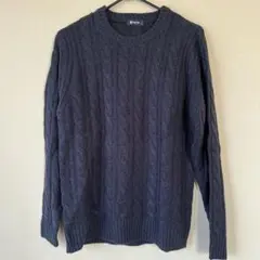 新品未使用　ダークネイビー　 ケーブル編み ニットセーター