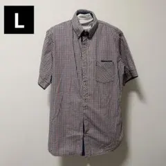 BEAMS HEART 半袖シャツ ボタンダウン チェック柄 Lサイズ