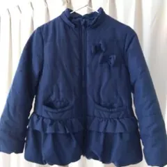 ネイビー フリル付き中綿コート　ブランシェス