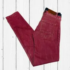 ミ*ー様 Desigual デシグアル レッドデニムパンツ スリム 色落ち ユニ