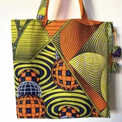 ◆ハンドメイド✂️ ◆オレンジ系アフリカ布◆トートバッグ・ショルダーバッグ