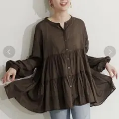 coca シアーコットンティアードブラウス