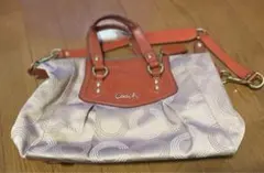 Coach バッグ ベージュとオレンジ 中型