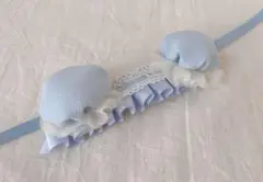 チャイナドレス　ヘッドドレス　ぬい服　ぬいぐるみ　ヘッドドレス　ボンネット　水色