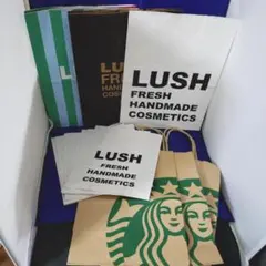 LUSH & STARBUCKS ショップ袋 セット 紙袋 角底 スターバックスのサムネイル