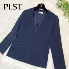 【美品】PLST プラステ　ノーカラージャケット　ネイビー　S size