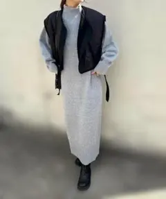 新品/タグ付き GeeRA アシメボタンニットワンピース L