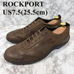 ROCKPORT US7.5 25.5 レザースニーカー シューズ ブラウン